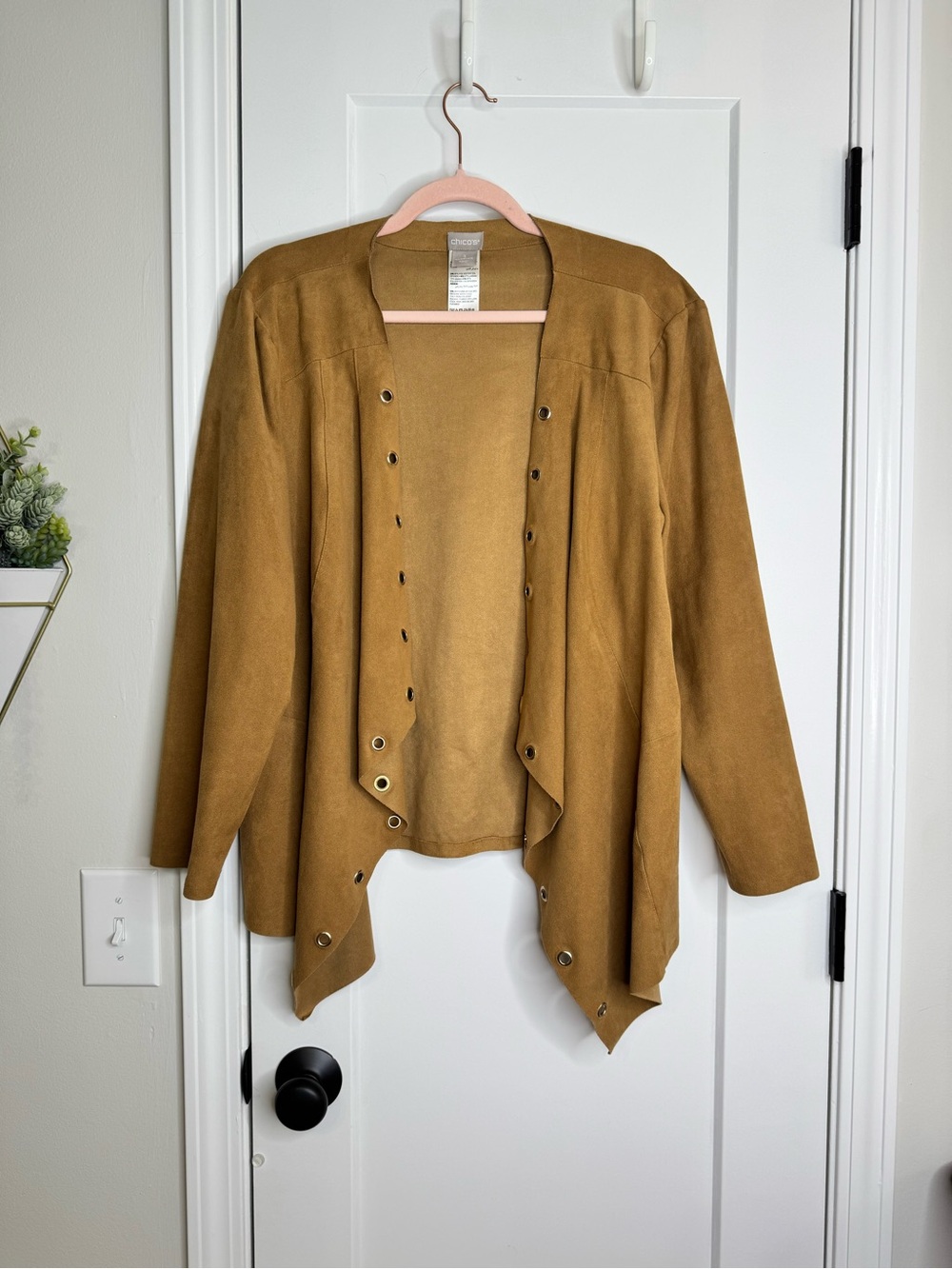 Chico’s Faux Suede Open Front Jacket